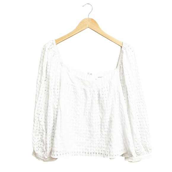 NWT Pomander Place Tuckernuck Bonnie Textured Square Neck Top White - Picture 2 of 6